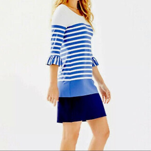 NWOT Lilly Pulitzer UPF50 Sophie Blue Ruffle Dress - Picture 3 of 4
